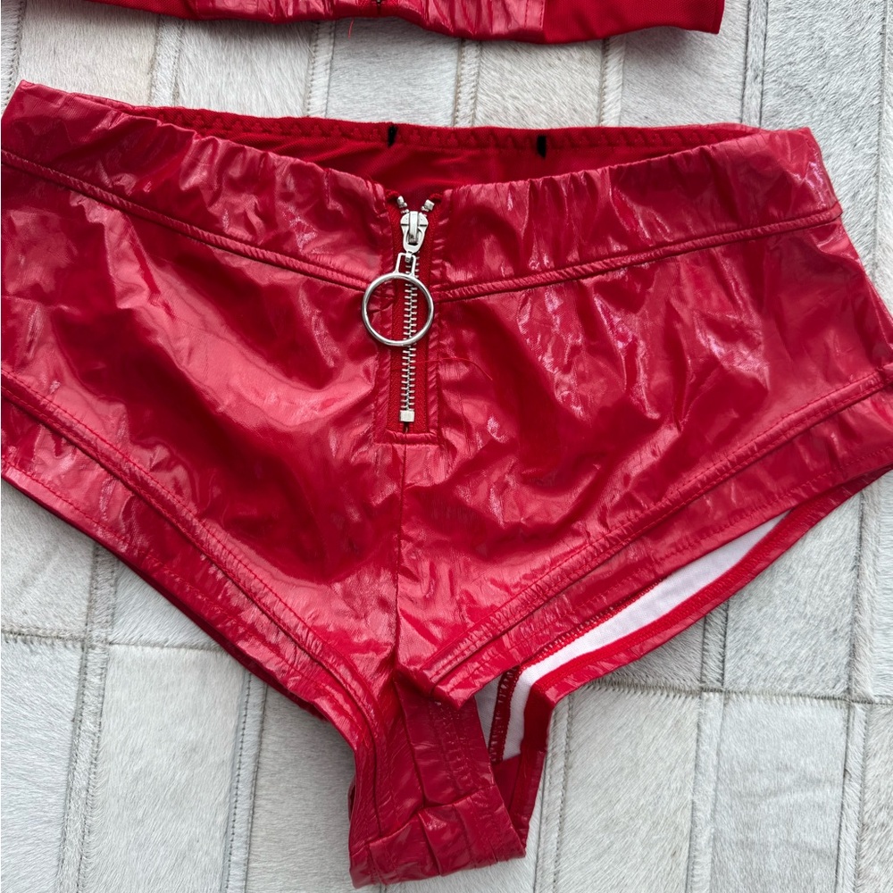 Red Zippered Two-Piece Set - Picture 3 of 4